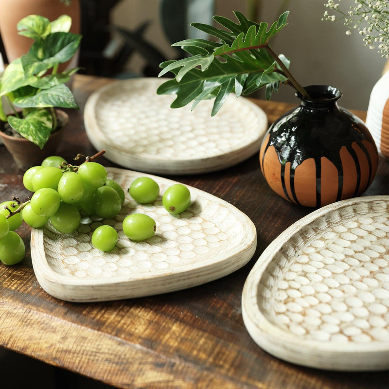 Mango Wood Honeycomb Art Platters