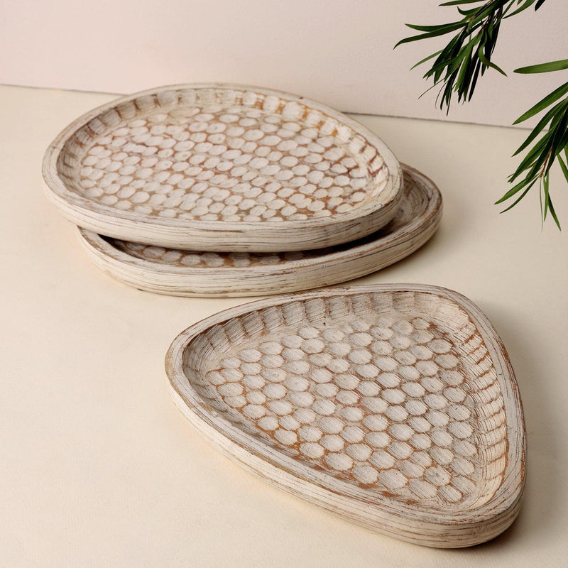 Mango Wood Honeycomb Art Platters
