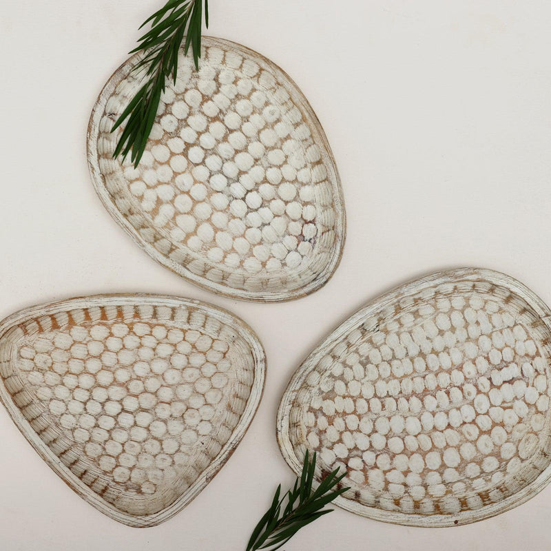 Mango Wood Honeycomb Art Platters