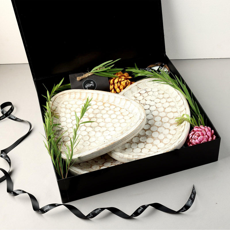 Mango Wood Honeycomb Art Platters