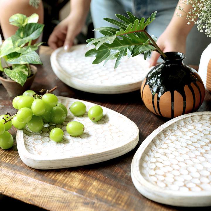 Mango Wood Honeycomb Art Platters