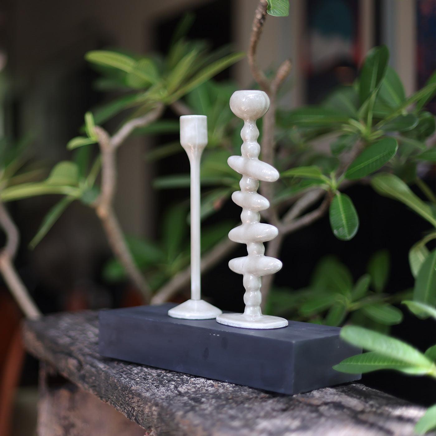 Stone Harmony - Set of Two Candle Stands